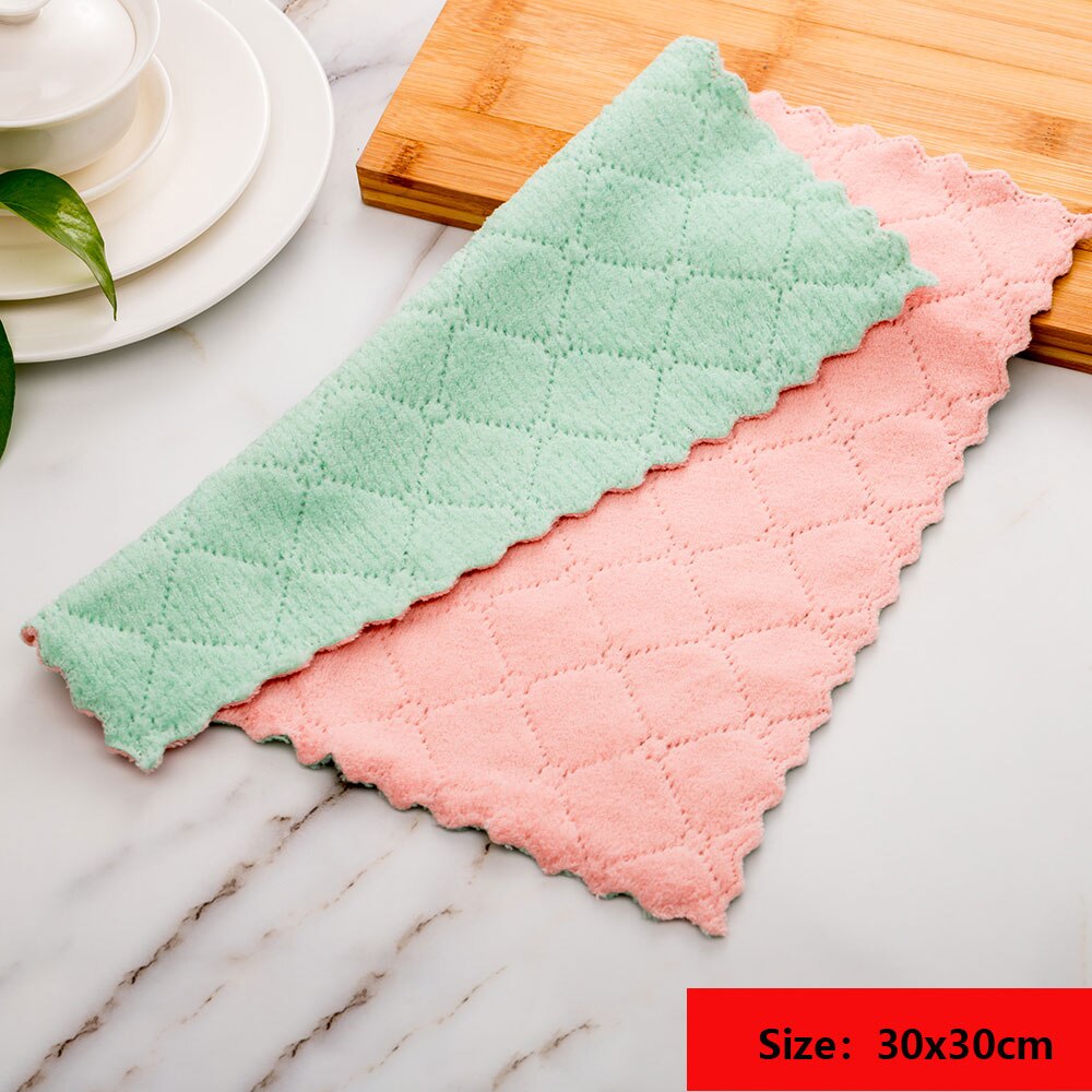 Micro Fiber Cleaning Cloth Rags Water Absorption Non-Stick Oil Washing Kitchen Towel Household Tools Cleaning Wiping Tools